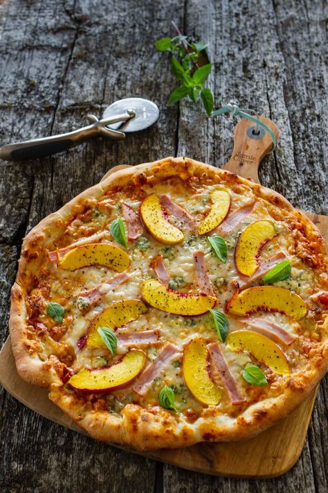 Peach Pizza, Pizza Dough From Scratch, Pizza Dough Recipe Easy, Leftover Pizza, Easy Pizza Dough, Make Your Own Pizza, Gorgonzola Cheese, Canadian Bacon, Balsamic Reduction