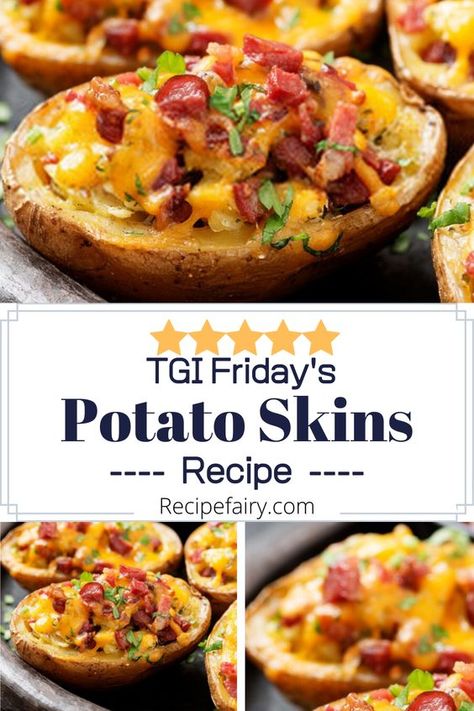 Potato Skins Recipe, Potatoe Skins Recipe, Tgi Fridays, Copykat Recipes, Copycat Restaurant Recipes, Potato Skins, Favorite Appetizers, Great Appetizers, Potato Dishes