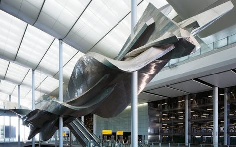 London based global cultural placemaking agency Richard Wilson, Airports Terminal, Public Sculpture, Heathrow Airport, Royal Academy Of Arts, London Underground, Heathrow, London United Kingdom, Sculpture Installation