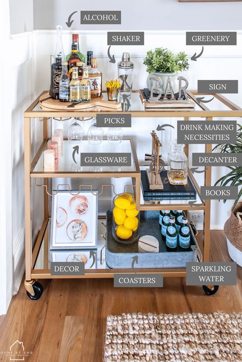 Bar Cart Inspiration Modern, Bar Cart With Shelves Above, Bar Cart Inspo, Bar Cart Inspiration, Bar Cart Design, Coffee Bar Cart, Apartment Bar, Cart Bar, Ohio City