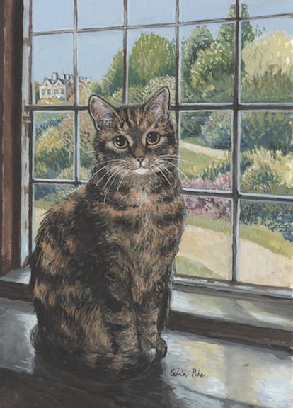 Cat On Windowsill Painting, Cat On Windowsill Drawing, Outside Paint, Cat Paintings, Cat Art Illustration, Diy Cats, Cats Illustration, Cat Sitting, Cat Diy