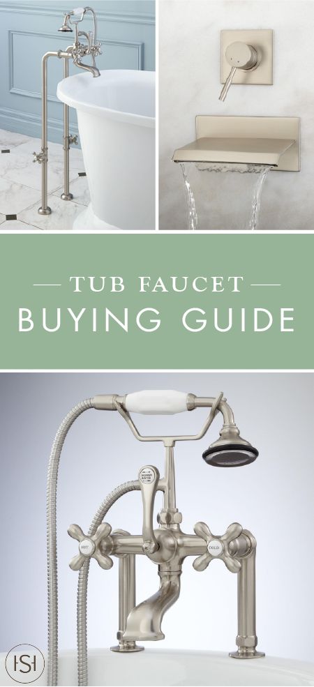 Make sure you’re buying the right piece for your bath with this Tub Faucet Buying Guide—complete with info on wall-mount, deck-mount, and freestanding styles. Refreshing your bathroom hardware is such an easy way to update your bathroom design. Bathtub Plumbing, Freestanding Bath With Shower, Stand Alone Bathtubs, Tub Remodel, Bathroom Freestanding, Wall Mount Tub Faucet, Mold In Bathroom, Wall Faucet, Stand Alone Tub