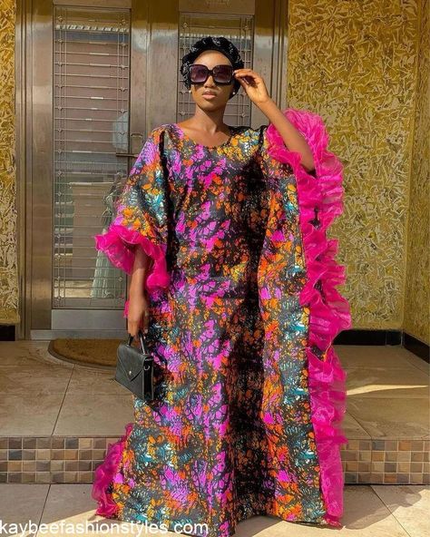 Latest Butterfly Gown Styles for Ladies in 2023 - Kaybee Fashion Styles Ankara Flay Gown Styles Long, Butterfly Gown Styles, Decent Ankara Styles, Ankara Flare Gown Styles, Ankara Flare Gown, A Shape Gown Ankara, Ankara Bubu, Long Ankara Gowns, Latest Ankara Long Gown Styles