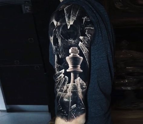 Tattoo photo - King chess figure tattoo by Eliot Kohek Eliot Kohek, Figure Tattoo, Steve Butcher Tattoo, Chess Piece Tattoo, Chess Tattoo, Realistisches Tattoo, King Chess, Pocket Watch Tattoos, Vegas Tattoo