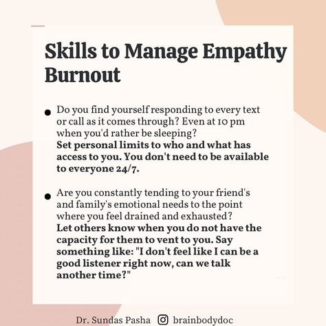 @brainbodydoc Empathy Burnout, Check And Balance, Good Listener, Sleep Set, Intj, Emotional Intelligence, Social Media Content, Take Care Of Yourself, Make You Feel