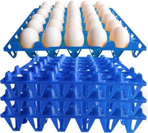 OUYOLAD Plastic Egg Tray Egg Crates 30-Egg Flats for Home Chicken Farmers, Stackable Egg Cartons Hold Multiple Eggs, Plastic egg crate Farm Products for Storing, Sorting, Shipping Eggs (4-Pack Blue) Home Chicken, Farm Products, Egg Cartons, Egg Crates, Egg Tray, Egg Drop, Egg Storage, Plastic Eggs, For Home