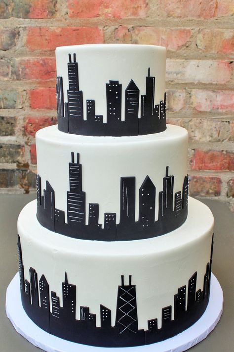 https://flic.kr/p/zQGWgN | Black Chicago Skyline Architect Cake Ideas, Minion Wedding Cake, Cake Building, Scroll Wedding Cake, Architecture Cake, Building Cake, Wedding Cake Hydrangea, Art Deco Wedding Cake, Lavender Wedding Cake