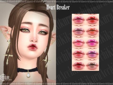 Heart Lipstick, Violet Garden, Rose Eyeshadow, Makeup Cc, Heart Breaker, Sims 4 Cc Makeup, Graphic Eyeliner, Misty Rose, Sims Community