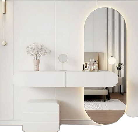 Dressing Table Modern, Modern Dressing Table Designs, تصميم الطاولة, Modern Minimalist Bedroom, Dressing Table Design, Mirror Makeup, Dressing Table Set, White Mirror, Makeup Table