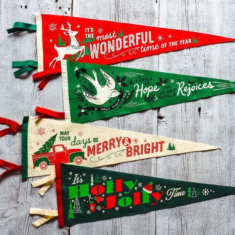 Christmas Pennant, Truck Christmas Tree, Vintage Inspired Christmas, Pick Up Truck, Felt Pennants, O Holy Night, Be Merry, Christmas 2022, Holy Night