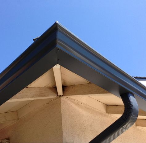 Black Gutters, Outdoor Upgrades, Gutter Profiles, Rustic Pergola, Copper Gutters, Fascia Board, How To Install Gutters, Flatbed Trailer, Rain Gutters