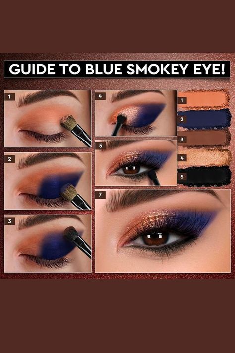 Makeup Aesthetic Ideas, Blue Smokey Eye, Makeup Pictorial, Makeup Order, Beginners Eye Makeup, Eye Makeup Techniques, Makeup For Black Skin, Makeup Artist Tips, Makeup Help