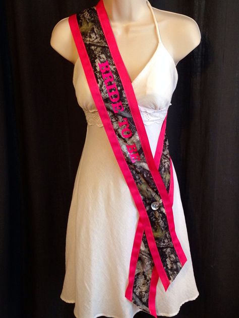 Bachelorette Sash - Bridal Shower Sash - Camo Sash on Etsy, $29.00 Pink Bridal Shower Dress, Pink Camo Wedding, Camo Wedding Dresses, Bridal Shower Sash, Camouflage Wedding, Bachelorette Sash, Bridal Shower Tables, Vintage Bridal Shower, Camo Wedding