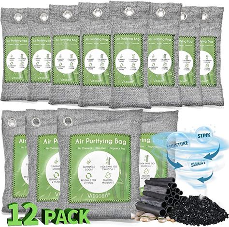 Amazon.com: 12 Pack Bamboo Charcoal Air Purifying Bag, Activated Charcoal Bags Odor Absorber, Moisture Absorber, Natural Car Air Freshener, Shoe Deodorizer, Odor Eliminators For Home, Pet, Closet (8x50g, 4x200g): Home & Kitchen Basement Odor Eliminator, Natural Car Air Freshener, Pet Closet, Shoe Deodorizer, Bamboo Charcoal Bags, Odor Absorber, Deodorize Shoes, Charcoal Bags, Pet Odor Eliminator