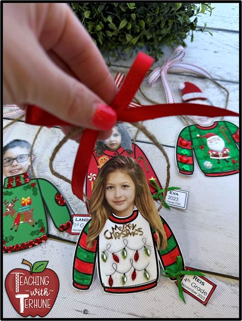 Diy Christmas Gifts For Parents, Christmas Sweater Ornaments, Christmas Sweater Ornament, Ugly Christmas Sweater Ornament, Sweater Ornaments, Students Christmas, Parents Christmas, Student Christmas Gifts, Ornament Template