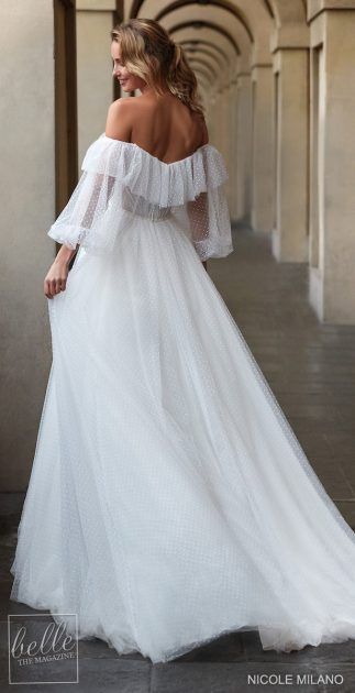 Nicole Milano Wedding Dresses 2021 Collection Princess Bridal Gown, Wedding Dress Gallery, Dress Birthday Party, Glittery Dress, Princess Bridal, Trumpet Wedding Dress, Dress Gallery, Sophisticated Bride, Polka Dot Wedding