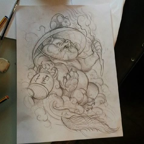 Tanuki Tattoo, Japanese Dragon Tattoo Meaning, Daruma Doll Tattoo, Progress Tattoo, Japanese Flower Tattoo, Buddha Tattoo Design, Samurai Tattoo Design, Japanese Dragon Tattoo, Key Tattoos