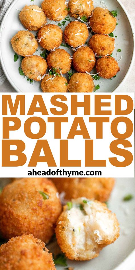 Crispy Potato Bites, Fried Mashed Potato Balls, Mashed Potato Bites, Fried Mashed Potatoes, Deep Fryer Recipes, Potato Cheese Balls, Mashed Potato Balls, Potato Cakes Recipe, Best Potato Recipes