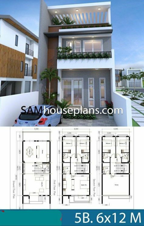 3 Storey House Design, Narrow House Designs, Narrow House Plans, Two Story House Design, 2 Storey House Design, Two Story House, Duplex House Plans, Modern Style House Plans, Narrow House