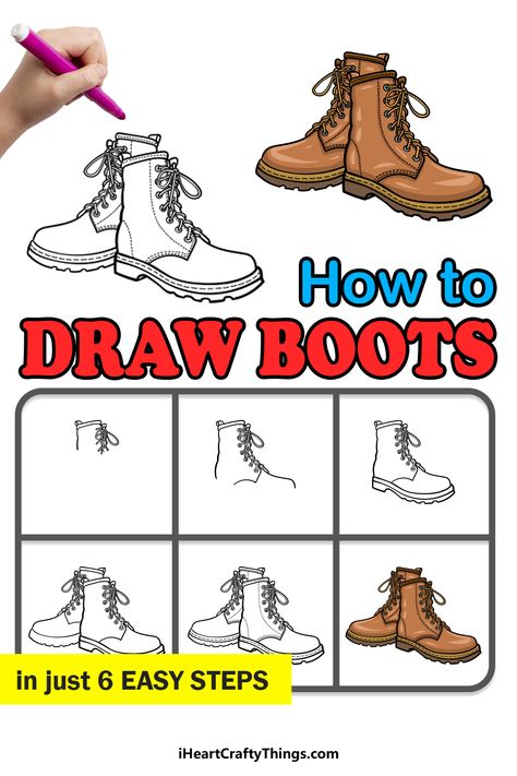 How To Draw Boots Step By Step, How To Draw Jordans Shoes Step By Step, Boots Drawing Easy, Ancient Rome Projects, Boots Drawing, Autumn Drawing, Fall Doodles, Disney Drawing Tutorial, Sketchbook Ideas Inspiration