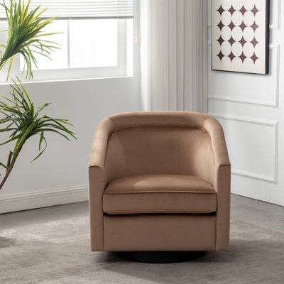 Barrel Swivel Chair, Brown Accent Chair, Swivel Chair Living Room, Swivel Barrel Chair, Swivel Accent Chair, Brown Velvet, Barrel Chair, Furniture Legs, Cool Chairs