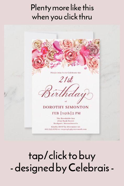 21st Birthday Valentine Pink Rose Swirly Heart Invitation - tap/click to get yours right now! #Invitation #soft #blush #pastel #pink #rose, Heart Invitation, 21st Birthday, Pastel Pink, Pink Rose, Birthday Invitations, Tap, Right Now, Blush, Pastel