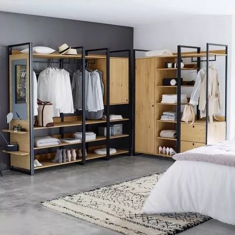 Grand Dressing, Modular Wardrobes, Open Wardrobe, Open Closet, Bedroom Armoire, Wall Closet, Vintage Industrial Furniture, Closet Cabinets, Trendy Bedroom