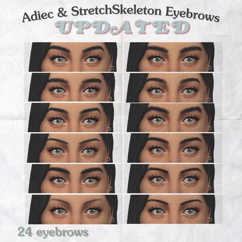 today i have for you all of adiec and stretchskeleton's eyebrows updated with the new swatches! it was driving me crazy to have them mismatched. i know these are really popular maxis eyebrows + these... Sims 4 Mm Eyebrows, Maxis Eyebrows, Ts4 Cc Eyebrows, Sims Eyebrows, Cc Eyebrows, Im A Loser, Crazy Eyebrows, Ts4 Hair, Driving Me Crazy