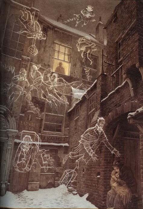 Charles Dickens “Christmas Carol” – Illustrated by Roberto Innocenti Charles Dickens Christmas Carol, Scrooge A Christmas Carol, Dickens Christmas Carol, Xmas Carols, Christmas Carol Charles Dickens, Charles Dickens Christmas, Dickens Christmas, John Tenniel, Dark Christmas