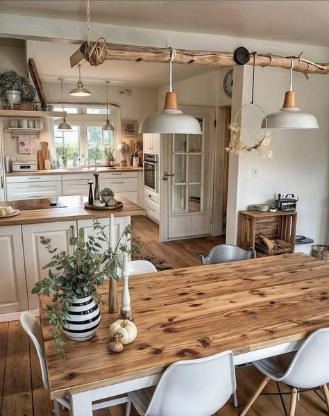 Kitchen Dressers, Bohemian Dining Room Decor, Interior Boho, Rustic Kitchen Design, Cottage Kitchens, Design Case, Home Fashion, Home Decor Kitchen, 인테리어 디자인