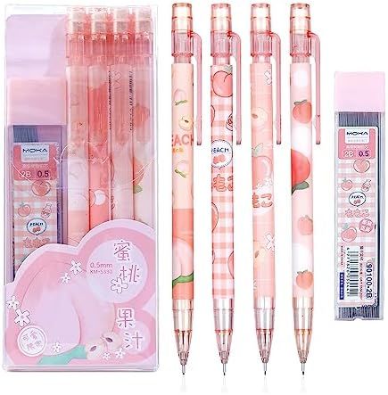 ITAWIXS Cute Mechanical Pencil Set Include 4 Pcs 0.5mm Kawaii Mechanical Pencils with 1 Tubes HB Lead Refills Kawaii Stationary Cute School Supplies for Writing, Drawing, Sketching Korean Mechanical Pencils, Kawaii White Pencil Stationery, Cute Mechanical Pencils Kawaii, Best Mechanical Pencil, Mechanical Pencils 0.5, Kawaii Stationery Pens & Pencils, Stationary Supplies, Scrapbook Stickers Printable, Cute School Supplies