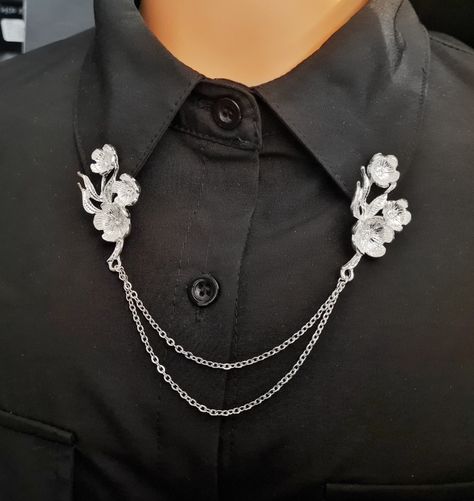 Silver Flower Collar Pin With Chain Floral Shirt Clips Simple Classic Women Accessories Wedding Lily Lapel Pin Cardigan Tips Gift for Mom - Etsy Shirt Collar Pins, Shirt Clips, Sweater Clips, Flower Collar, Collar Clips, Collar Pin, Collar Chain, Collar Pins, Classic Women