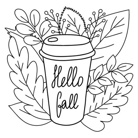 Coffee Coloring Pages, Free Fall Coloring Pages, Coffee Mug To Go, Fall Acorns, Fall Coloring, Bible Verse Coloring, Pumpkin Coloring Pages, Coloring Calendar, Cute Sketches