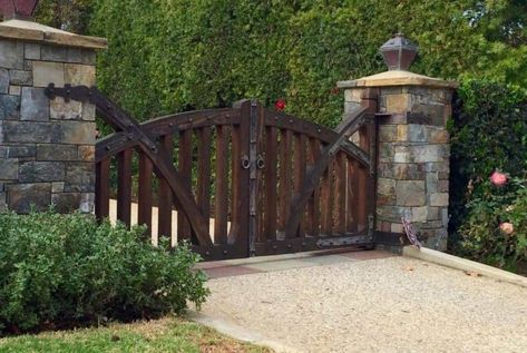 Farm Gates Entrance, Entrance Gates Driveway, Wood Gates Driveway, Driveway Entrance Landscaping, Wooden Garden Gate, Wooden Gates Driveway, Farm Entrance, Ranch Gates, Wooden Gate