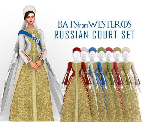 Russian Sims 4 Cc, Russian Court Dress, Royalty Clothes, Sims 4 Decades Challenge, Sims Medieval, Royal Clothes, Sims 4 Mm Cc, David Sims, Tumblr Sims 4