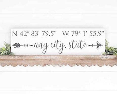 Latitude/Longitude Wall Plaque | Decor with State Map for Realtor Closing | Mortgage Company Gift | Wedding Gift | 20" x 6" Wood Sign | Personalized with YOUR info + GPS Coordinates | 3 Color Choices Map Anniversary Gift, New Apartment Gift, Coordinates Gift, Apartment Gift, Realtor Closing Gifts, Engagement Gifts For Couples, Anniversary Gifts For Couples, Wedding Gifts For Couples, Realtor Gifts