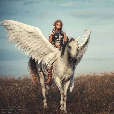 Pegasus Ph @alexnoori_photography  Md @verbena_lafleur  Costume @verbenalafleur  #pegasus #athena #mythology #antient #myth #fantasy… Pegasus Rider, Pegasus Art, Greece Mythology, Forest Fairy, St Michael, Horse Photography, Archery, Fantasy Inspiration, Fantasy Creatures