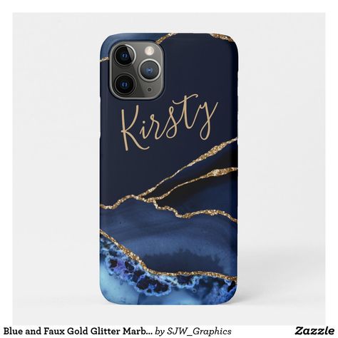 Blue and Faux Gold Glitter Marble Agate iPhone 11 Pro Case Resin Phone Cover Design, Resin Phone Cover, Resin Phone Case, Mermaid Accessories, Phone Cover Design, Marble Iphone Case, 11 Pro Case, Marble Case, Marble Iphone