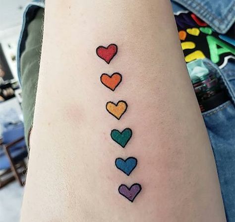 Rainbow Hearts Tattoo, Pride Heart Tattoo, Pansexual Tattoo, Lgbtq Tattoos, Bisexual Tattoo, Trans Tattoo, Rainbow Heart Tattoo, Trans Symbol, Lesbian Tattoo