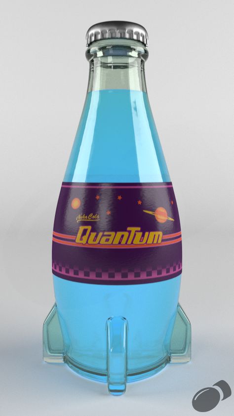 Nuka-Cola Quantum is a variant of Nuka-Cola and a soft drink featured in Fallout 4. In 2077, a new version called Nuka-Cola Quantum was introduced. According to the advertisements, it had twice the calories, twice the carbohydrates, twice the caffeine and twice the taste. To make it stand out more on the shelves and to give it an extra kick, the Quantum included a mild radioactive strontium isotope (and an eighteenth fruit flavor - pomegranate). The effect was a drink that not only boosted..... Nuke Cola Fallout, Fallout Food, Fallout 4 Funny, Fallout Party, Nuka Cola Bottle, Nuka Cola Quantum, Fallout Tattoo, Fallout Nuka Cola, Fallout Props