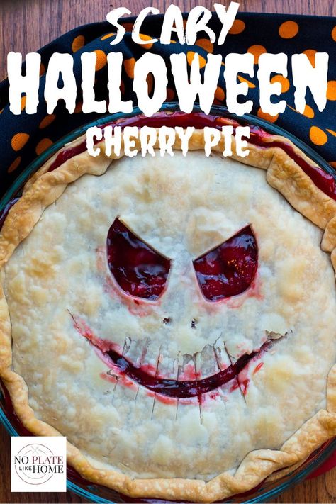 Halloween Cherry Pie, Halloween Pies, Canned Cherry Pie Filling, Canned Cherry Pie, Halloween Pie, Cherry Hand Pies, New Years Appetizers, Canning Cherry Pie Filling, Scary Face