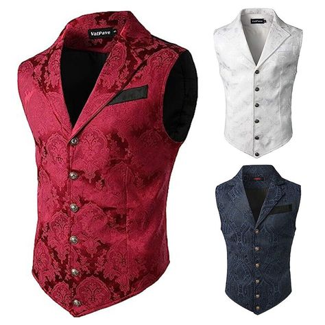 Specifications: 100% Brand new and high quality. Size:S,M,L,XL,XXL,3XL Color: white,black,red,navy blue Material: Polyester Sleeve length:sleeveless Pattern:solid color Season:spring,autumn,winter Garment:Hand washing or machine washing,line dry. Package:1 pcs Waistcoat (Other Accessories are not included) Note:  1.Due to the light and screen difference, the item's color may be slightly different from the pictures. Please understand.  2.Please allow 2-3% error due to manual measurement.Please make sure you don’t mind before you bid. 3.Size doesn’t fit all.Please carefully check size chart and select the size based on your real size. Corset Vest Men Wedding, Red Black White Wedding, Prom Vest, Victorian Waistcoat, Victorian Boy, Biker Wedding, Men Waistcoat, Casual Punk, Steampunk Ideas