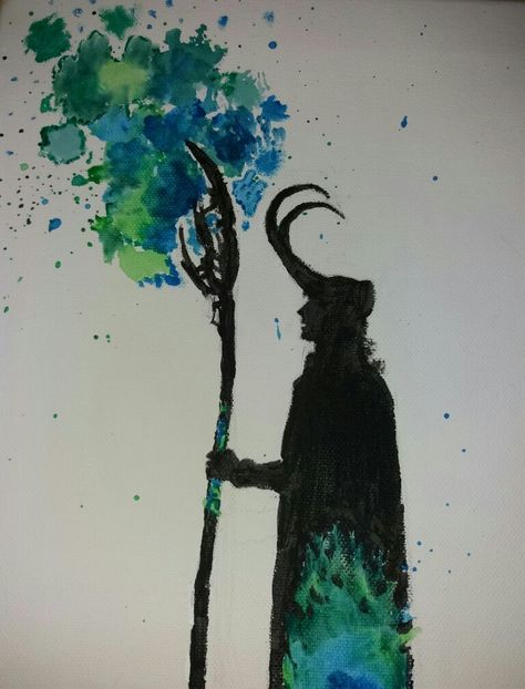 Loki Watercolor art BNK handwork Marvel Watercolor Art Easy, Loki Marvel Art, Loki Drawing Sketches, Marvel Art Canvas, Marvel Watercolor Art, Mcu Drawings, Marvel Painting Ideas On Canvas, Loki Painting, Marvel Watercolor