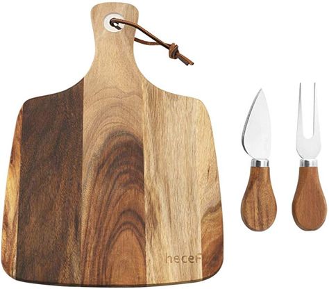 Amazon.com | Hecef Cheese Board Set of 3, an Acacia Wood Cheese Board & a Cheese Knife & a Cheese Fork, Perfect Cheese Serving Board (Cheese board with 2 knives): Cheese Plates Antipasti Platter, Beautiful Cheese Board, Slate Board, Cheese Serving Board, Cheese Board Set, Prepare Meals, Wood Cheese Board, Warm Home Decor, Board Cheese