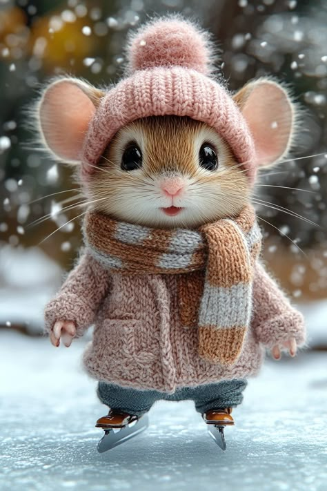 , #Creative, #Inspiration, #AD, #AI Winter Squirrel, Cozy Animals, Good Morning Cute, Christmas Critters, Cute Mice, Spun Cotton Ornaments, Cotton Ornaments, Precious Animals, Cute Good Night