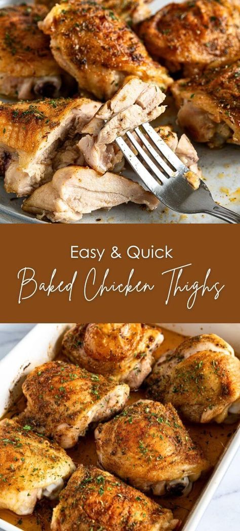 Easy & Quick Baked Chicken Thighs - Yummy and fully Easy Dinner With Chicken Thighs, Chicken Thigh Easy Recipes, Boneless Skinless Chicken Thighs In Oven, Baked Chicken Recipes Thighs, Bake Chicken Thighs In Oven, Baked Chicken Thighs Boneless Skinless, Easy Chicken Thigh Recipes Quick, Baked Skinless Chicken Thighs, Boneless Chicken Thighs Crockpot