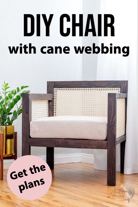 How to build an easy DIY cane chair with woodworking plans. Great idea for a DIY cane furniture for the living room. Perfectly fits in an indian living room.How to make a DIY wooden chair with cane webbing in arms and back. Great step-by -step tutorial on how to use cane webbing. #anikasdiylife Diy Wooden Chair, Accent Chair Diy, Wooden Chair Plans, Wood Chair Diy, Cane Webbing, Wood Furniture Plans, Cool Wood Projects, Indoor Chairs, Woodworking Plans Diy