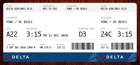 Redesigning the Boarding Pass - Journal - Boarding Pass / Fail Fake Plane Ticket, Delta Plane, Airport Tickets, Boarding Pass Template, E Ticket, Plane Ticket, Ticket Design, Airplane Tickets, Cheap Flight Tickets