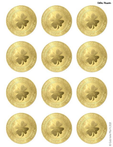 Gold Coin Template Free Printable, Leprechaun Gold Coins Free Printable, Gold Coins Printable, Gold Coin Printable, St Patricks Printables, San Patrick Day, Leprechaun Gold, Shamrock Template, Holiday Bulletin Boards