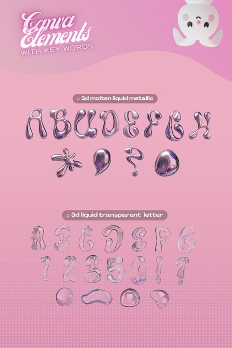 Canva Elements Keywords - 3D Molten Liquid Me Canva Girly Elements, Aespa Canva Elements, Canva Word Elements Keyword, Canva Word Elements, Canva Words Elements, Canva Sets, Canva Tricks, Font Canva Lettering, 3d Liquid